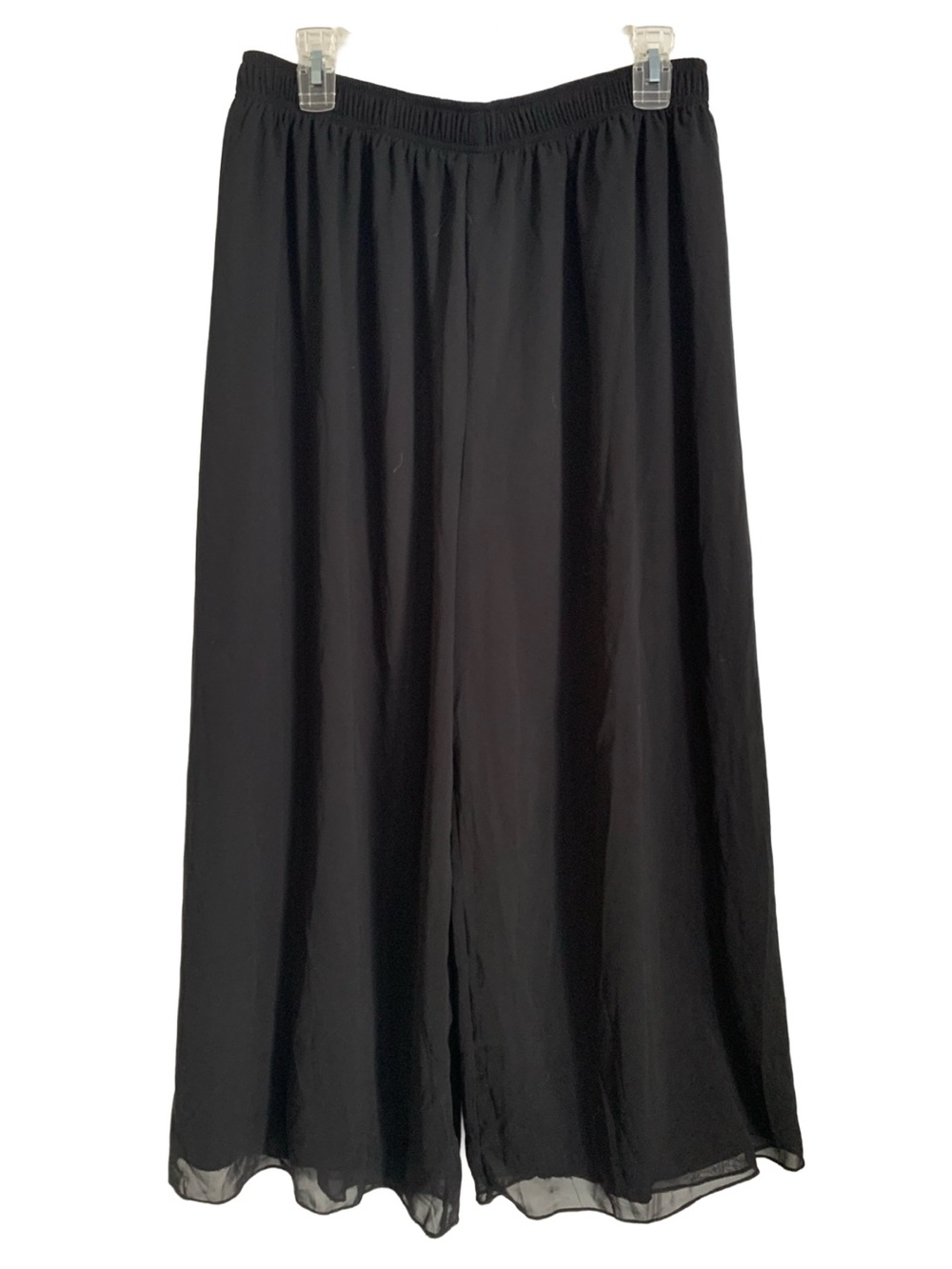 Women’s Black Wide Leg Chiffon Overlay Palazzo Pants